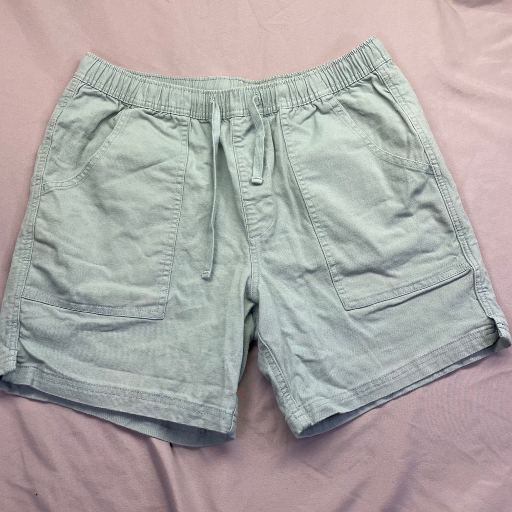 Katin Mens Sage Green Elastic Waist Drawstring Patch Pocket Casual Shorts Large